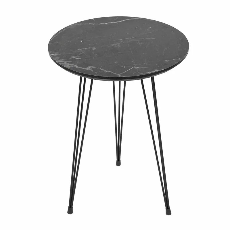 Set 3 masute rotunde Siyah gri-negru, design modern, picioare metalice [4]