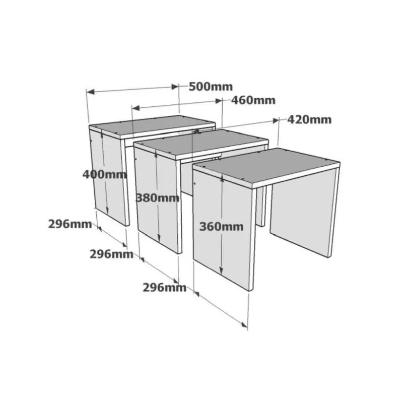 Set 3 masute suprapuse Grops, alb, design minimalist, 50 cm [4]