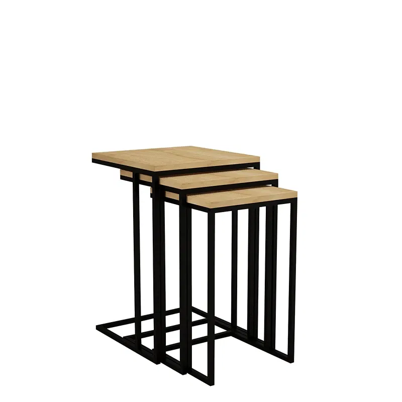 Set 3 masute suprapuse Roma, negru safir, design industrial, 61,8 cm [5]