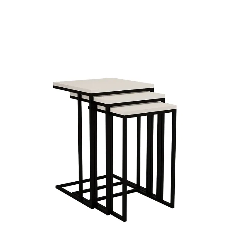 Set 3 masute suprapuse Venedik, alb si negru, design modern, 61,8 cm [5]