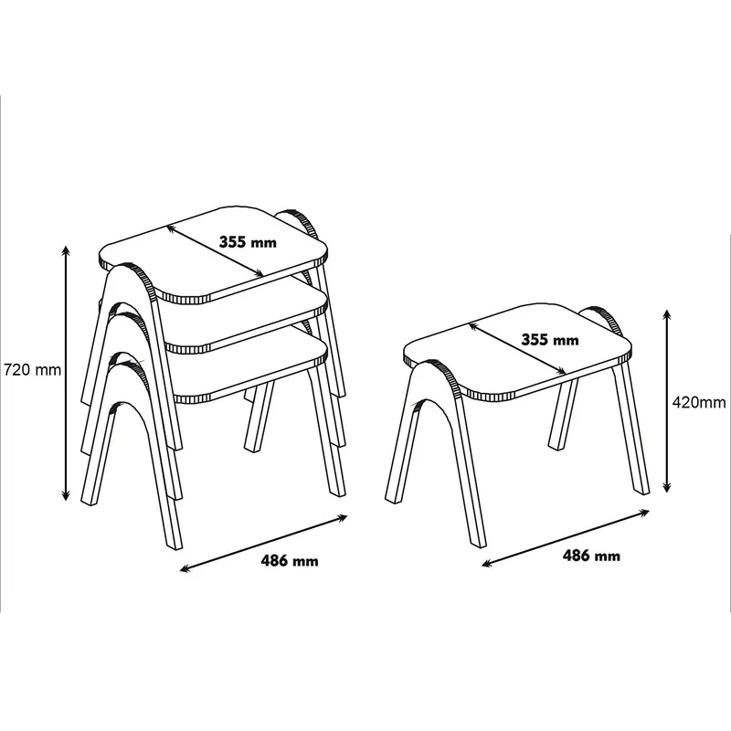 Set 3 mese suprapuse Paris, design elegant, alb si nuc, structura compacta, 48 cm [4]