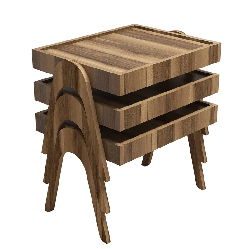 Set 3 mese suprapuse Roma, design modern, finisaj nuc, 53 cm [4]