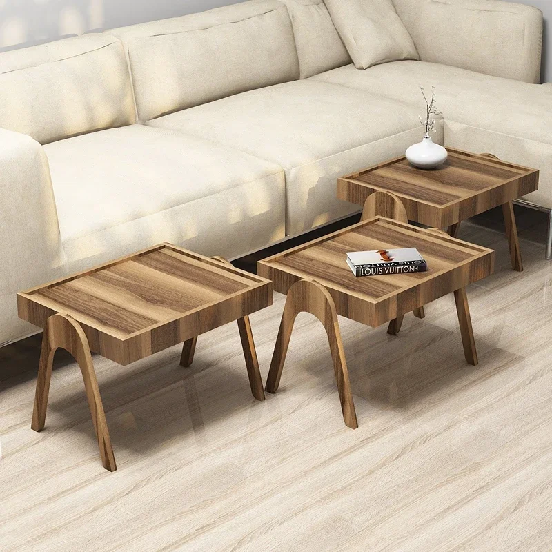Set 3 mese suprapuse Roma, design modern, finisaj nuc, 53 cm [1]