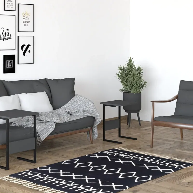 Set 3 mese suprapuse Sali, design modern, negru si antracit, picioare metalice, 40 cm [2]