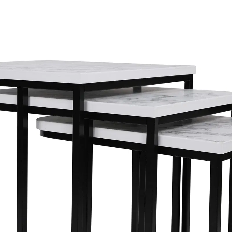 Set 3 mese suprapuse Zigon, alb negru, structura metalica [9]