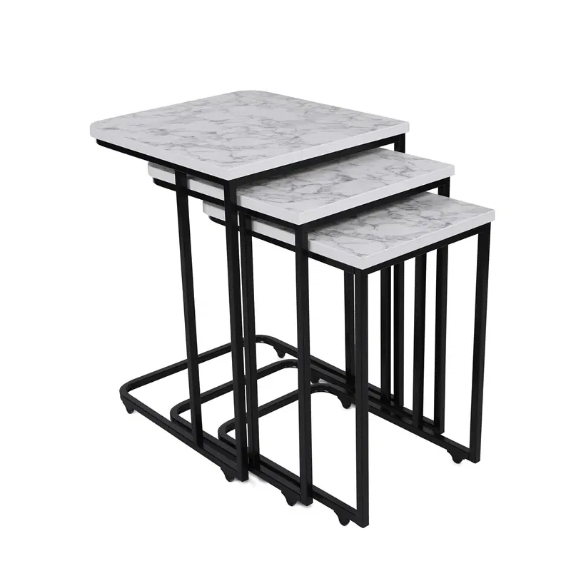 Set 3 mese suprapuse Zigon, alb negru, structura metalica [3]