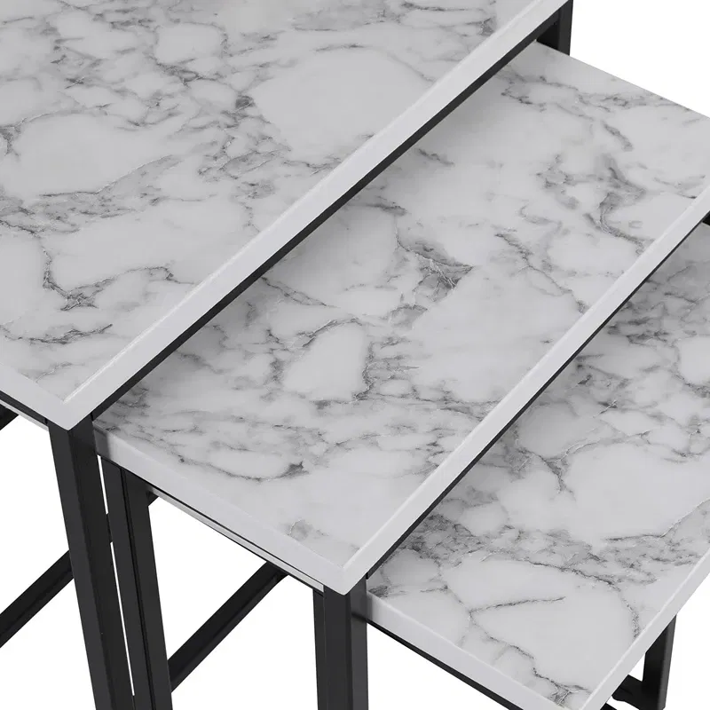 Set 3 mese suprapuse Zigon, alb negru, structura metalica [8]