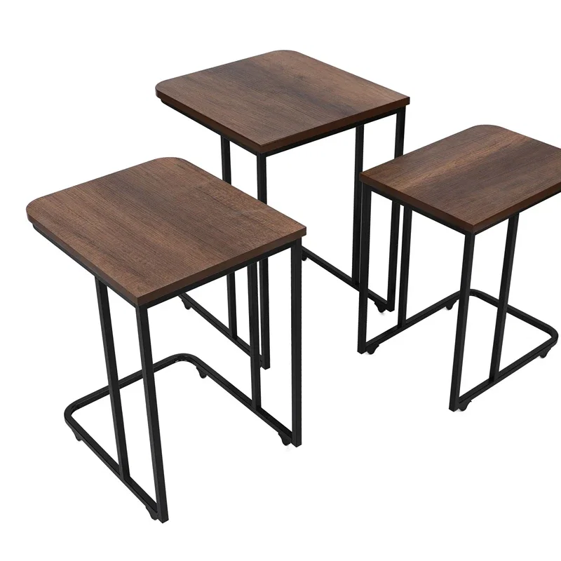 Set 3 mese suprapuse Zigon, nuc negru, structura metalica [4]