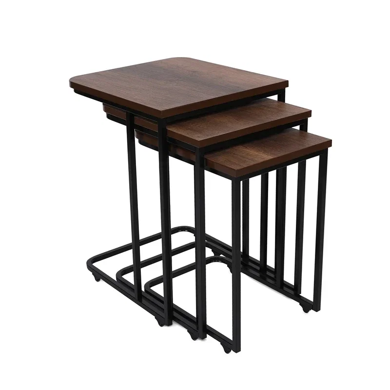 Set 3 mese suprapuse Zigon, nuc negru, structura metalica [3]