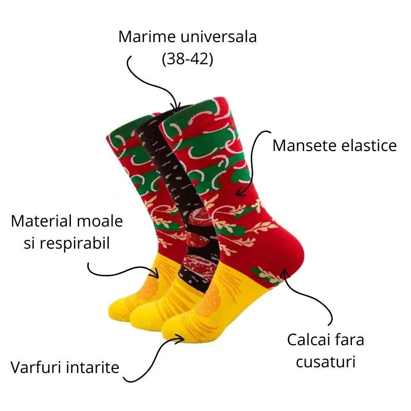 Set 3 perechi sosete amuzante hamburger [13]