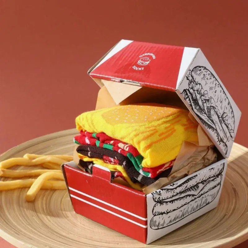 Set 3 perechi sosete amuzante hamburger [1]