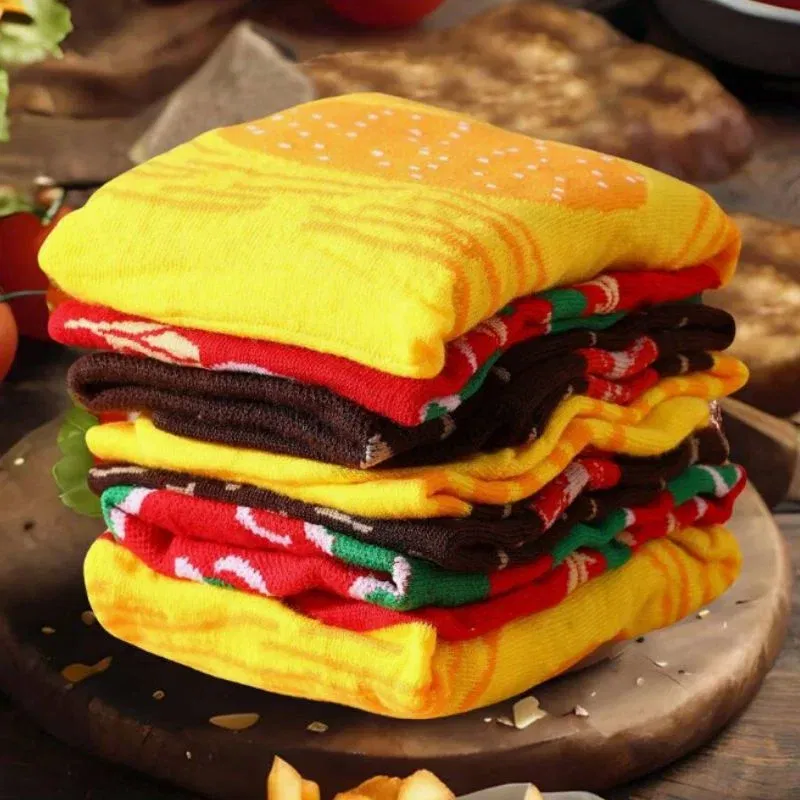 Set 3 perechi sosete amuzante hamburger [7]