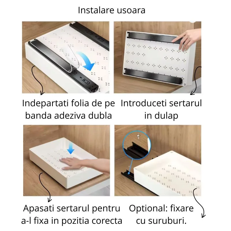 Set 3 sertare glisante soft close, extragere totala [18]
