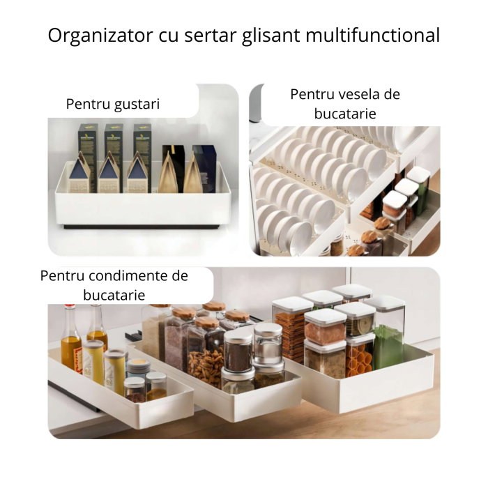 Set 3 sertare glisante soft close, extragere totala [15]