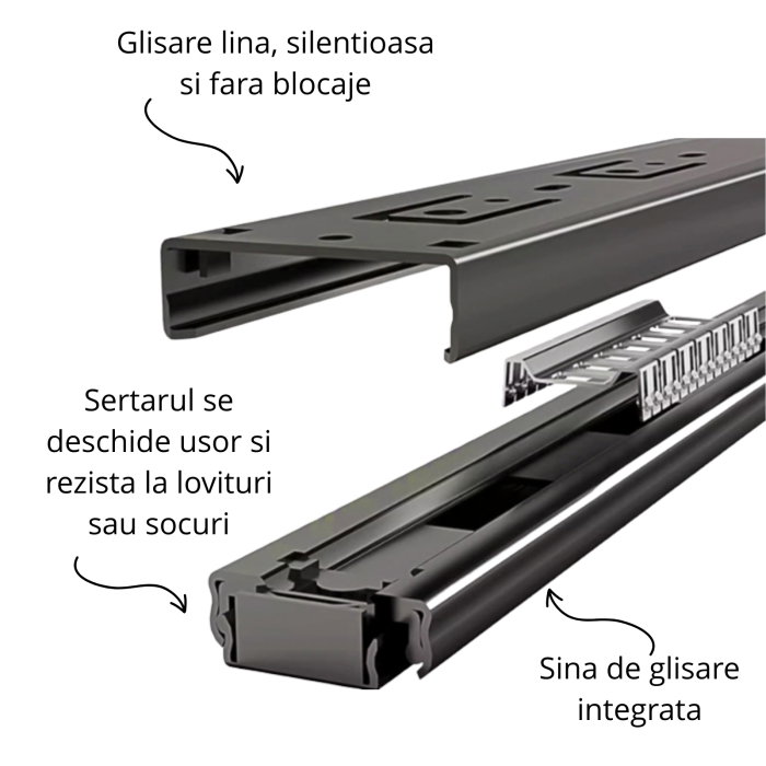 Set 3 sertare glisante soft close, extragere totala [17]
