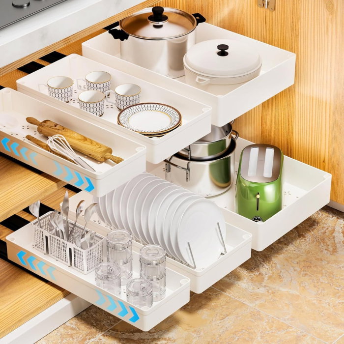 Set 3 sertare glisante soft close, extragere totala [8]