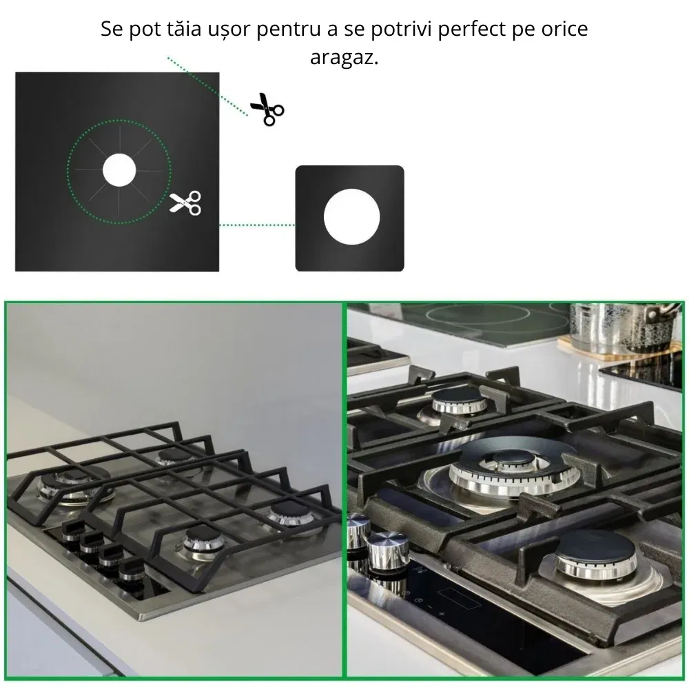 Set 4 folii teflon pentru aragaz reutilizabile si lavabile [7]