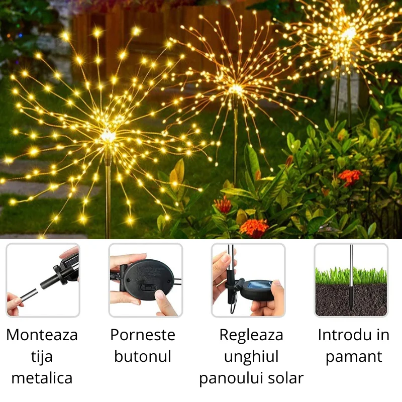 Set 4 lampi solare decorative cu 320 LED-uri, rezistente la apa, IP65 [12]