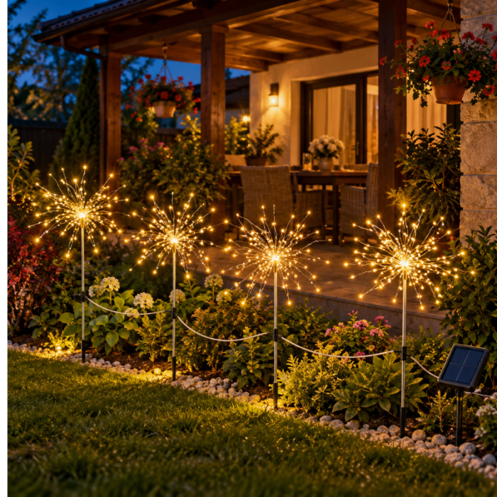 Set 4 lampi solare decorative cu 320 LED-uri, rezistente la apa, IP65 [2]