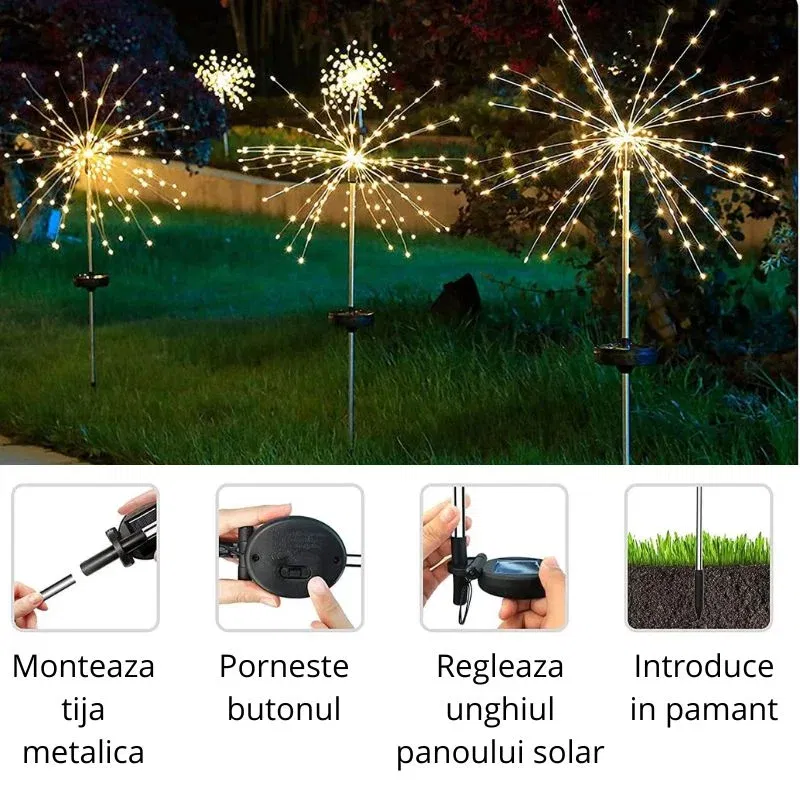 Set 4 lampi solare decorative cu 320 LED-uri, rezistente la apa, IP65 [10]
