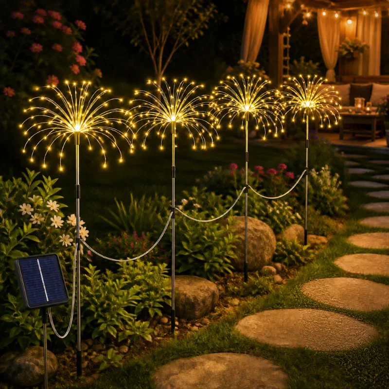 Set 4 lampi solare decorative cu 320 LED-uri, rezistente la apa, IP65 [5]