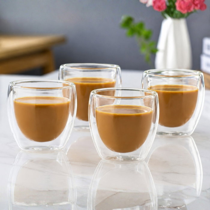 Set 4 Pahare Cafea cu Pereti Dubli 150 ml [1]