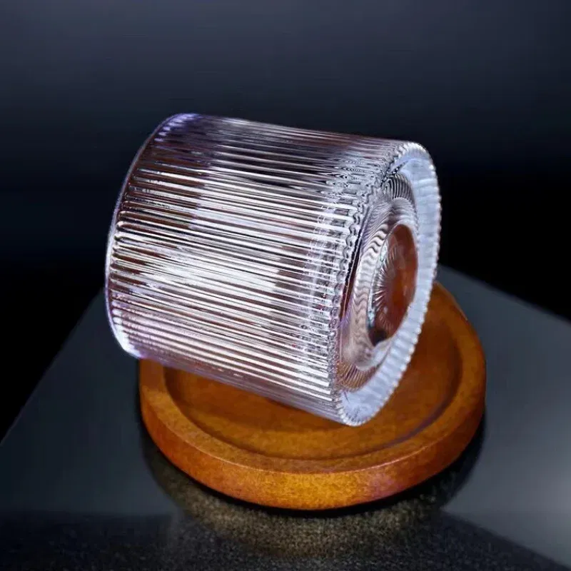 Set 4 Pahare whiskey Stripes cu baza din lemn [7]