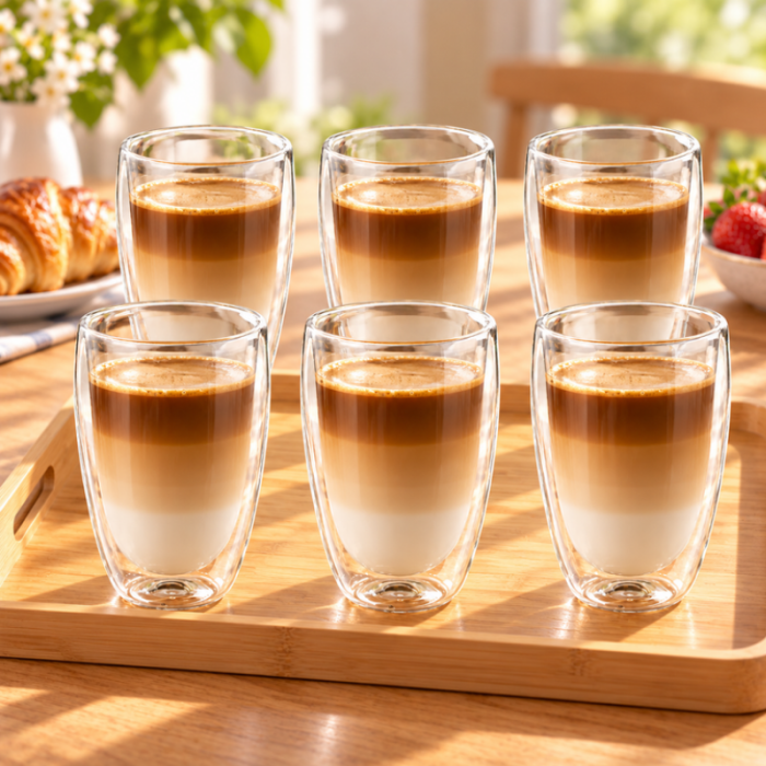 Set 6 Pahare Cafea cu Pereti Dubli 450 ml [1]