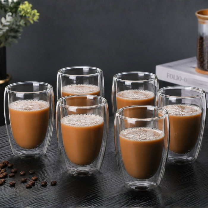 Set 6 Pahare Cafea cu Pereti Dubli 450 ml [1]