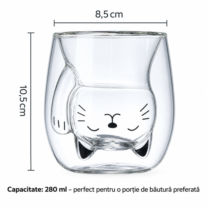 Set 6 Pahare cu Pereti Dubli - Black Cat [10]