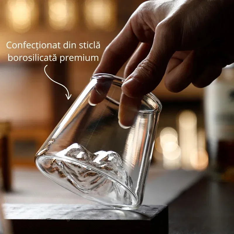 Set 6 pahare de bere cu munte, din sticla borosilicata 250ml, Varful Berarilor [5]