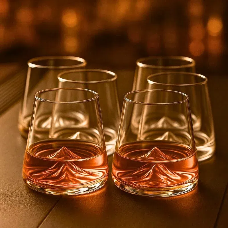 Set 6 pahare de bere cu munte, din sticla borosilicata 250ml, Varful Berarilor [1]