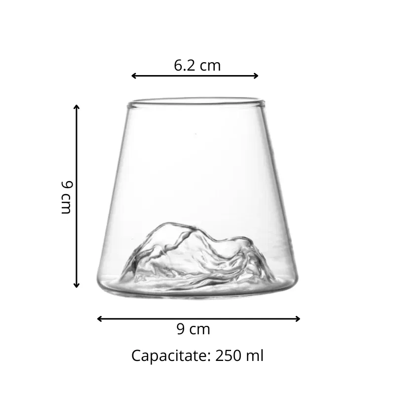 Set 6 pahare de bere cu munte, din sticla borosilicata 250ml, Varful Berarilor [9]