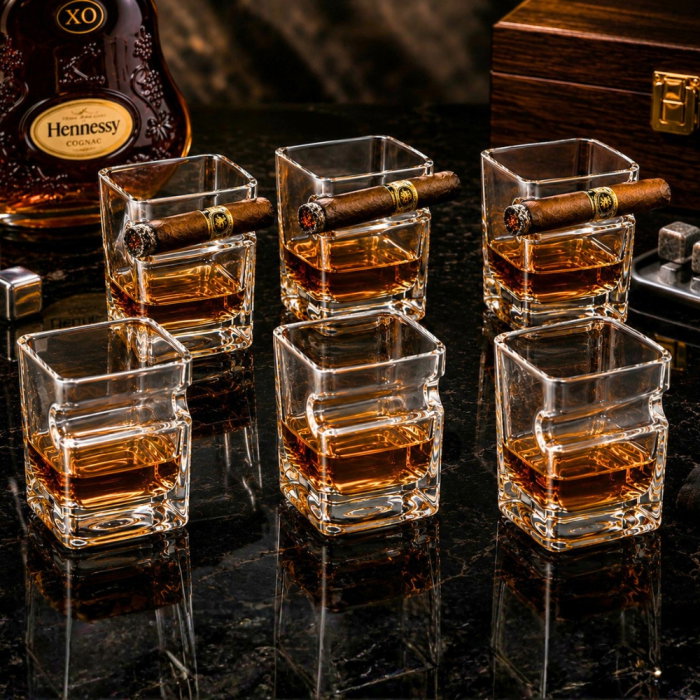 Set 6 pahare whiskey cu Suport Trabuc [1]