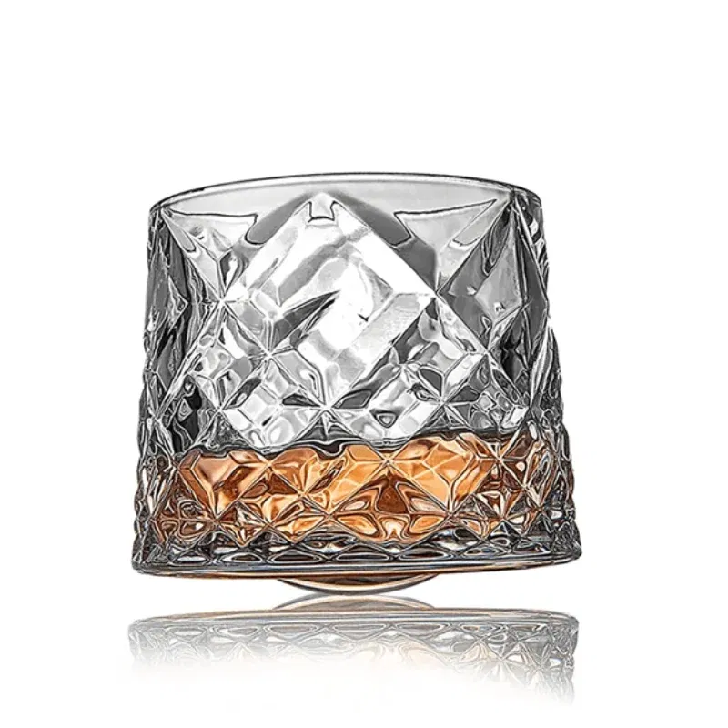 Set 6 Pahare whiskey Diamant cu baza din lemn [9]