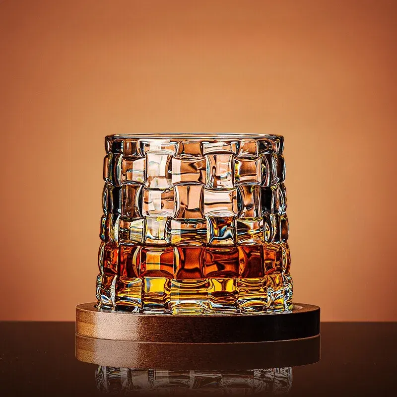 Set 6 Pahare whiskey Rotativ cu baza din lemn [2]