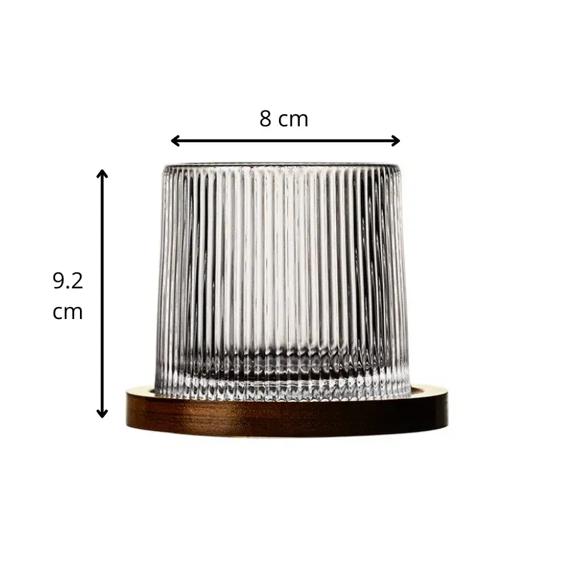 Set 6 Pahare whiskey Stripes cu baza din lemn [9]