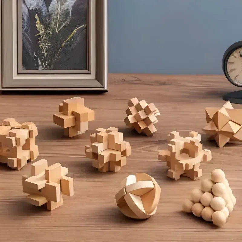 Set 9 Puzzle-uri din Lemn Kongming [1]