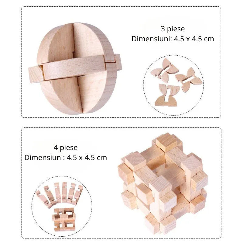 Set 9 Puzzle-uri din Lemn Kongming [4]