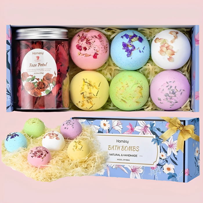 Set cadou 6 bombe de baie si petale naturale de trandafir [1]