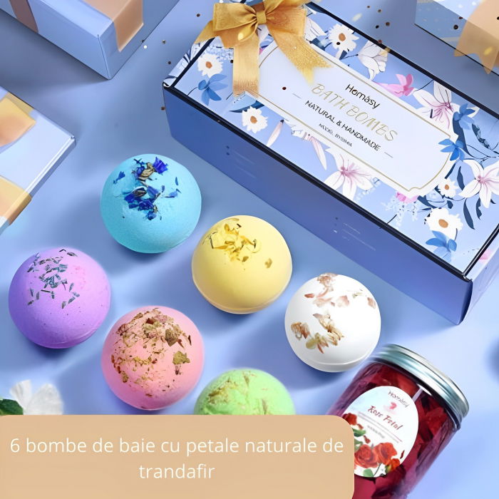 Set cadou 6 bombe de baie si petale naturale de trandafir [2]