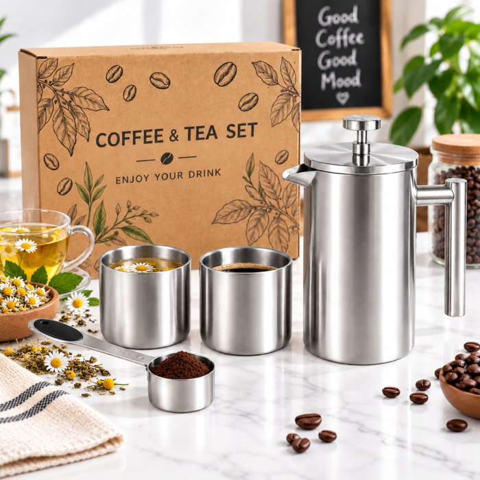 Set cadou Cafea cu Stil Infuzor si accesorii Silver [4]