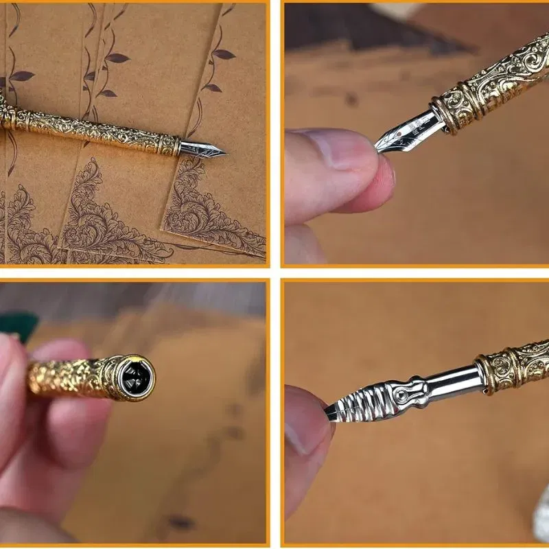 Set cadou Caligrafie Vintage cu Jurnal si Pana Verde [11]