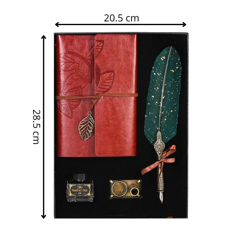Set cadou Caligrafie Vintage cu Jurnal si Pana Verde [14]