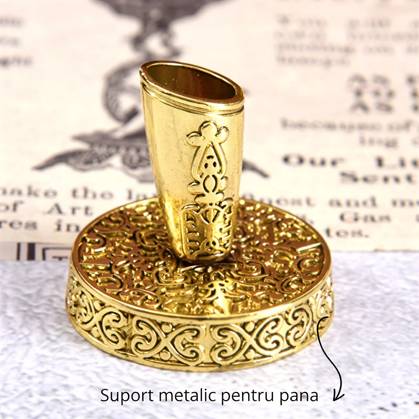 Set cadou Caligrafie Vintage cu Pana aurie, Cerneala si Stampila, 5 piese [6]