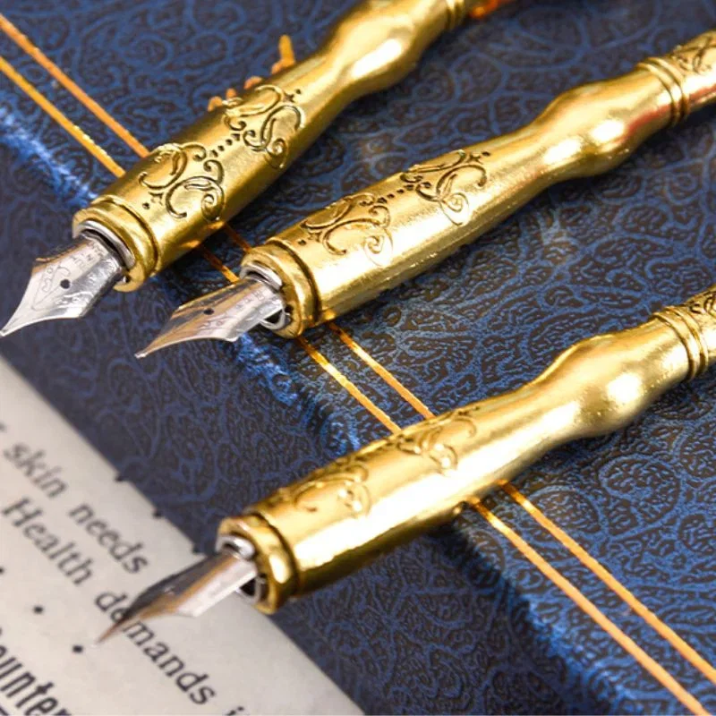 Set cadou Caligrafie Vintage cu Pana bicolora auriu albastru si Accesorii pentru Sigiliu, 5 piese [3]