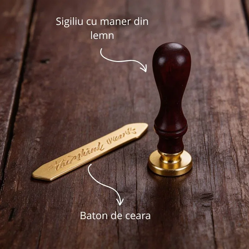 Set cadou Caligrafie Vintage cu Pana bicolora auriu albastru si Accesorii pentru Sigiliu, 5 piese [8]
