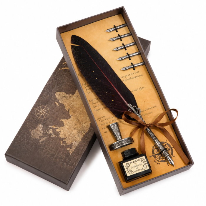 Set cadou Caligrafie Vintage cu Pana rosie si Cerneala si Accesorii, 7 piese [8]