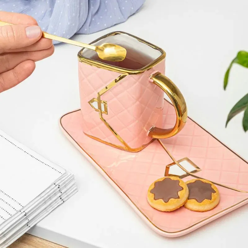 Set Cadou Cana si Suport Tip Geanta Roz [3]