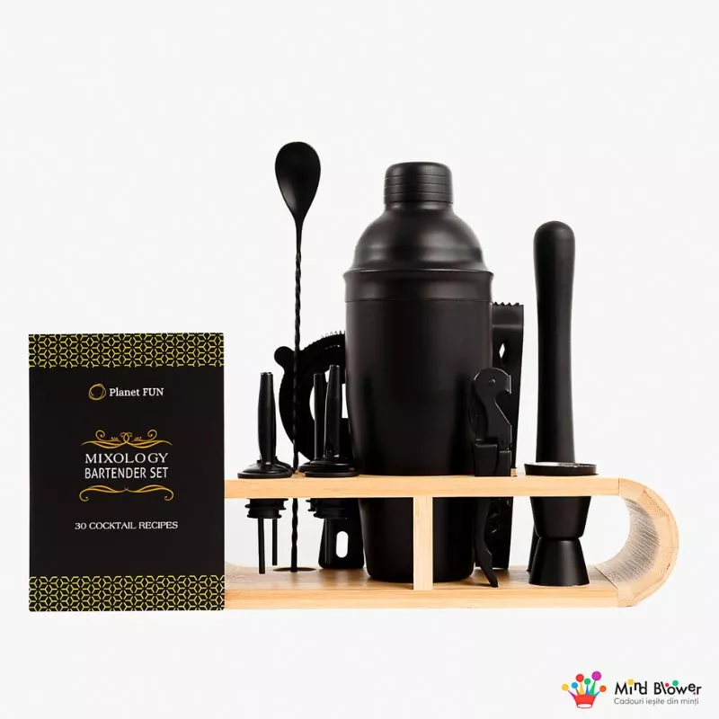 Set cadou Cocktail Shaker Mixology cu 11 accesorii 750ml Negru [26]